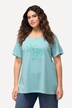 T-shirt, strepen, palmborduursel, ronde hals, korte mouw