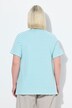 T-shirt à col rond et manches courtes. Broderie palmiers et rayures.