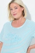 T-shirt à col rond et manches courtes. Broderie palmiers et rayures.