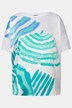 T-shirt décolleté bateau et manches courtes. Satin sur le devant.