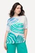 T-shirt décolleté bateau et manches courtes. Satin sur le devant.