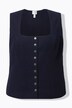 Corsetto in tradizionale stile Tracht dal taglio aderente e smanicato con velluto a coste e punto smock