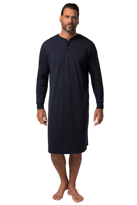Noční košile, dlouhé rukávy, henley, do 8XL