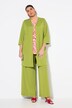 Lange jas, ribjersey, open model, V-hals