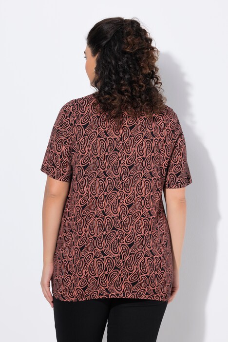 T-shirt, sierplooien, A-lijn, V-hals, korte mouw
