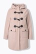Duffelfcoat, A-form, stående krave, hætte, duffelcoatknapper