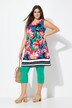 Robe courte en jersey, sans manches. Coupe évasée. Encolure ronde. Imprimé cachemire