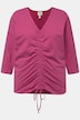 T-shirt, rimpelingen, V-hals, 3/4-mouwen, biologisch katoen