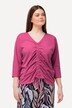 T-shirt, rimpelingen, V-hals, 3/4-mouwen, biologisch katoen