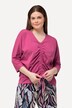 T-shirt, rimpelingen, V-hals, 3/4-mouwen, biologisch katoen