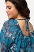 Bluse, floralt trykk, rund hals, knytebånd i rygg