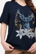 T-shirt con design in tradizionale stile Tracht, scollo a V, mezze maniche e orlo elastico