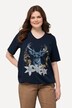 T-shirt con design in tradizionale stile Tracht, scollo a V, mezze maniche e orlo elastico