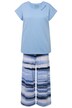 Pyžamo, pruhy, výšivka, kulatý výstřih, krátké rukávy