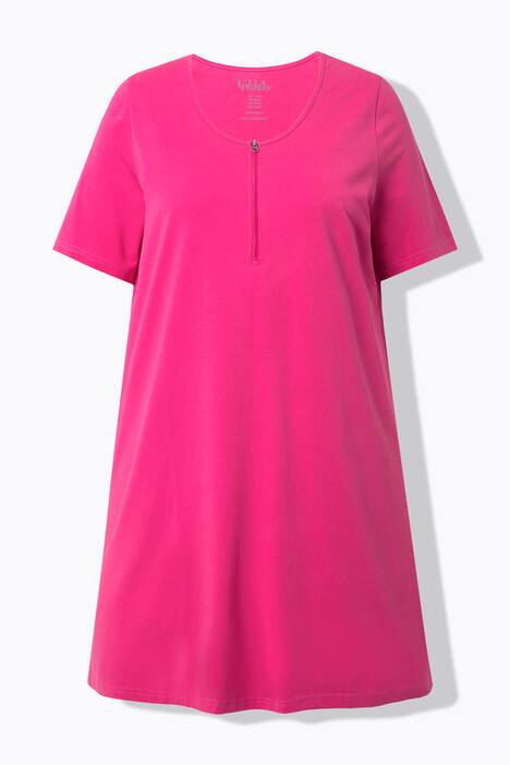 Longshirt, ritssluiting, A-lijn, ronde hals, halve mouwen