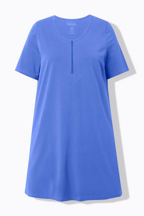 Longshirt, ritssluiting, A-lijn, ronde hals, halve mouwen