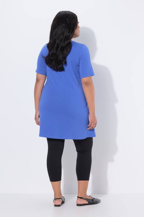 Longshirt, ritssluiting, A-lijn, ronde hals, halve mouwen