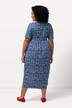 Jersey jurk, grafische print, tuniekhalslijn, halve mouwen
