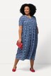 Jersey jurk, grafische print, tuniekhalslijn, halve mouwen