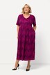 Jersey jurk, batikpatroon, A-lijn, V-hals, halve mouwen