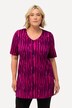 Longshirt, batikpatroon, A-lijn, V-hals, halve mouwen