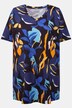 Camiseta larga, flores, forma en A, escote en V, media manga