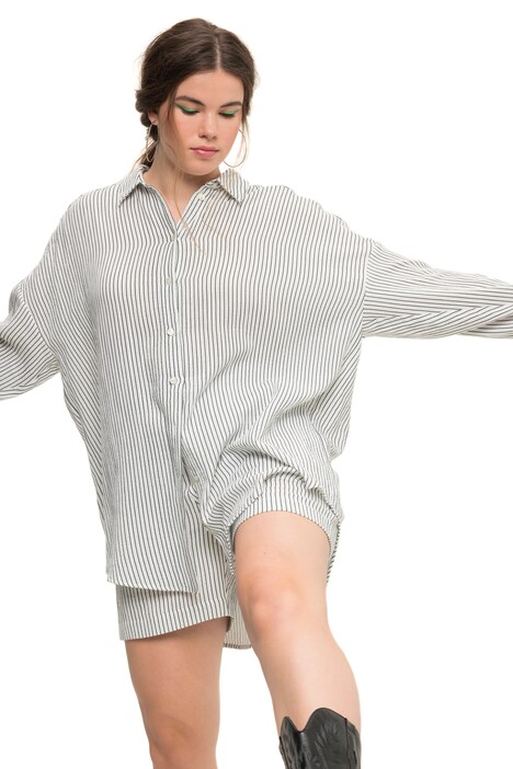 Halenka, oversize, mušelín, pruhy, límeček, dlouhé rukávy