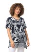 Tričko, pačvork potisk, ozdobné stuhy, výstřih do V, krátké rukávy