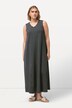 Jersey-Maxikleid, A-Linie, V-Ausschnitt, ärmellos