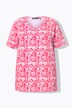 T-shirt, imprimé à fleurs. Col en V et manches 3/4. Coupe évasée