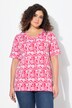 T-shirt, imprimé à fleurs. Col en V et manches 3/4. Coupe évasée