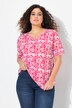 T-shirt, imprimé à fleurs. Col en V et manches 3/4. Coupe évasée