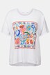 Camiseta, corazón, sobredimensionada, cuello redondo, media manga