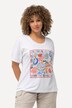Camiseta, corazón, sobredimensionada, cuello redondo, media manga