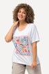 Camiseta, corazón, sobredimensionada, cuello redondo, media manga