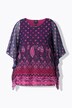Blusa a doppio strato dal taglio oversize con scollo a girocollo e mezze maniche