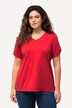 Camiseta, borde decorativo, Classic Fit, cuello en V, manga al codo