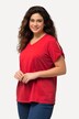 Camiseta, borde decorativo, Classic Fit, cuello en V, manga al codo