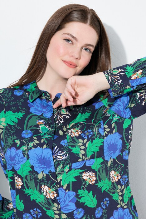 Hemdbluse, Landhausdruck, Hemdkragen, Langarm