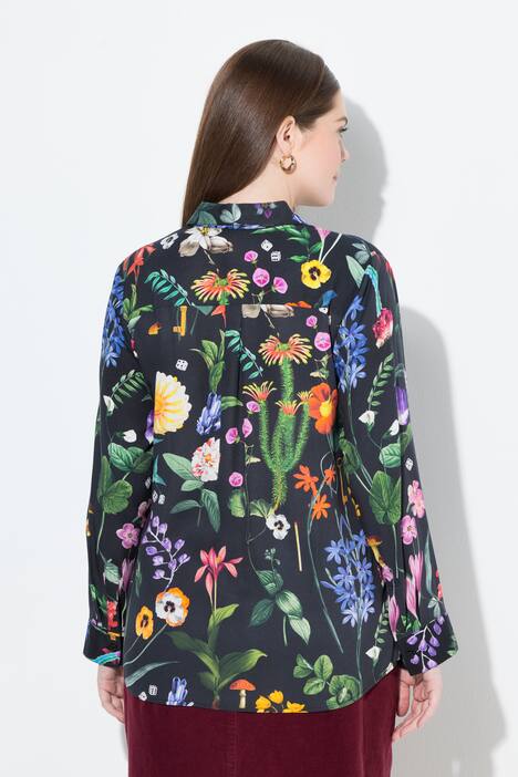 Blusa camisera, estampado rústico, cuello camisero, manga larga