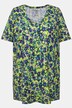 Lang T-shirt, blomster, A-form, V-udskæring, korte ærmer