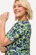 Lang T-shirt, blomster, A-form, V-udskæring, korte ærmer