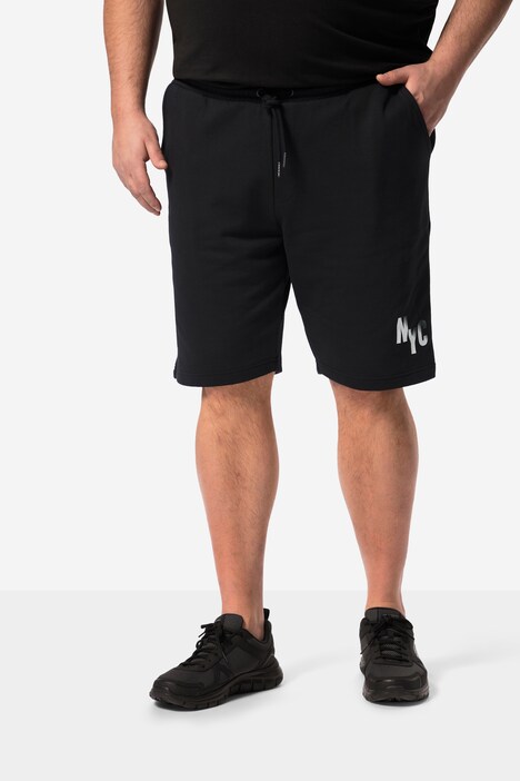 Men+ sweatbermuda, elastisk linning, NYC Print, op til 84/86