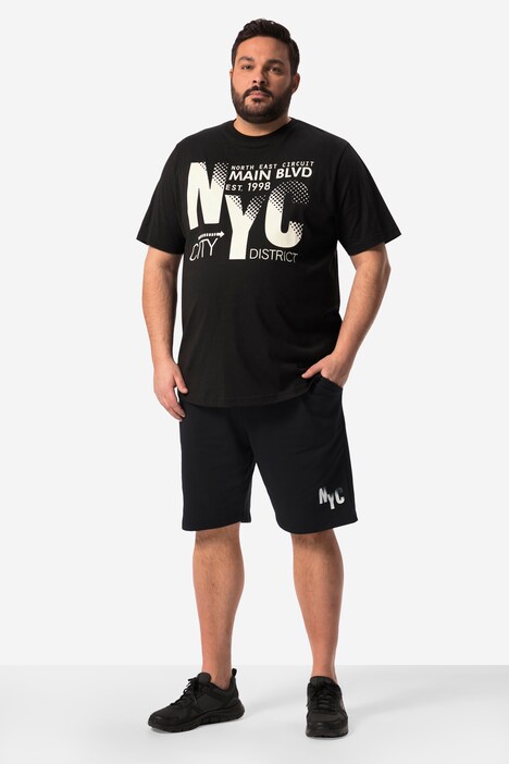 Men+ sweatbermuda, elastisk linning, NYC Print, op til 84/86