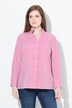 Gestreepte blouse, volant, opstaande kraag, lange mouw