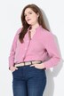 Gestreepte blouse, volant, opstaande kraag, lange mouw