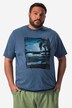 Men+ camiseta, media manga, Bauchfit, estampado frontal, look vintage, hasta la 84/86