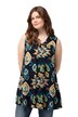 Halenkový top, etno vzor, A střih, výstřih do V, bez rukávů