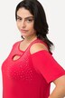 T-shirt à strass, col rond et manches 3/4. Ligne A