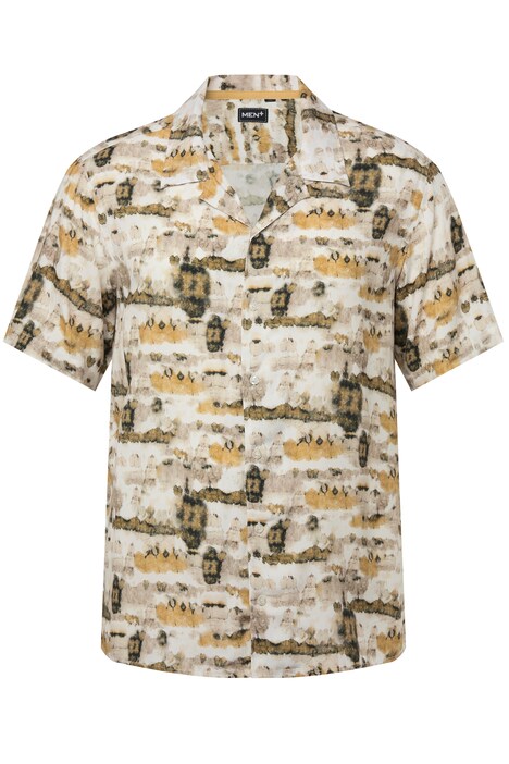 Košile Men+, krátké rukávy, Cuba límeček, hranatý střih, plošný potisk, do 8XL